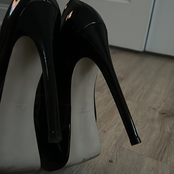 Black Steve Madden platform heels peep toe US size 9 1/2 - Picture 4 of 5